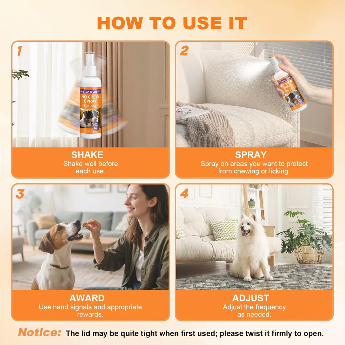 No Chew Spray for Dogs, Stop Destructive Behavior (120ml)