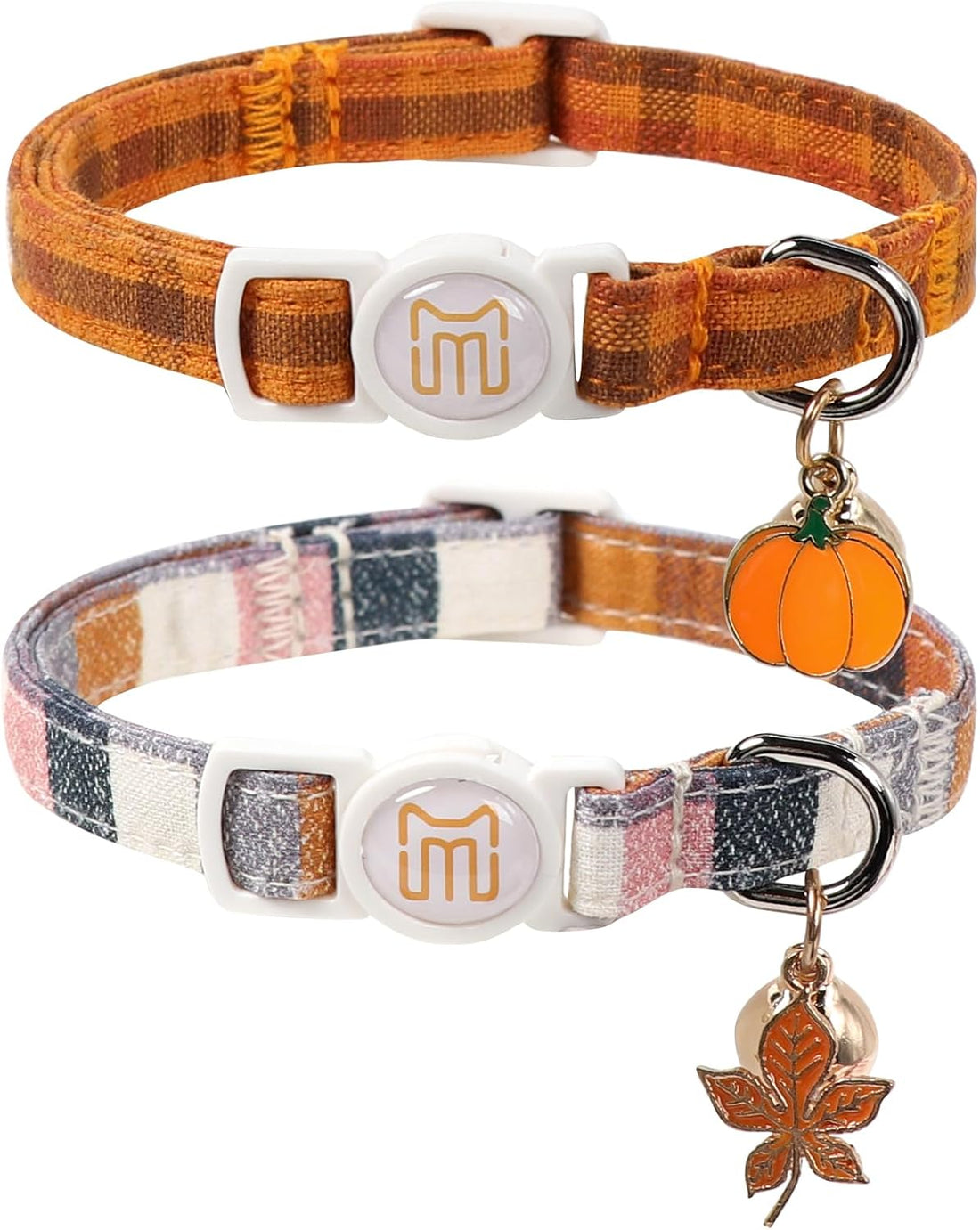 2 Pack Fall Cat Collar with Bell,Breakaway Kitten Collars for Cats