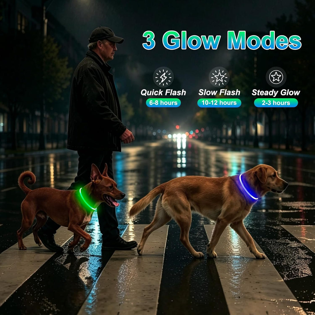 2 Packs Light Up Dog Collar, Kpuplol USB Rechargeable Dog Lights