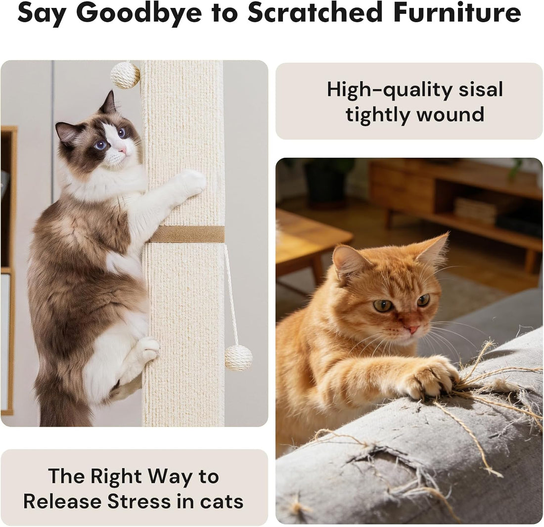 38" Tall Cat Scratching Post with Interactive Cat Toy for Large Cat