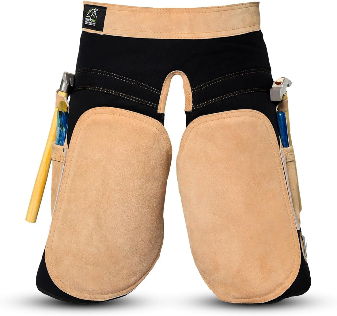 Equine Care Women's Leather Farrier Apron Chaps with Canvas, 23in
