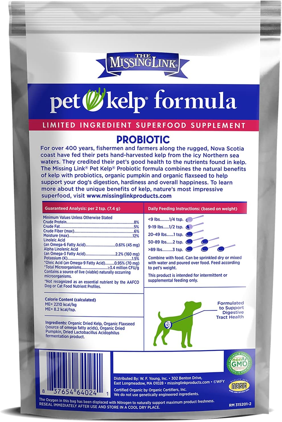The Missing Link Pet Kelp Dog Probiotic Organic Supplement Powder