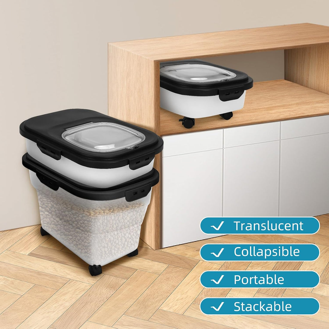 YECERCAN Dog Food Container, Collapsible Pet Food Storage Container