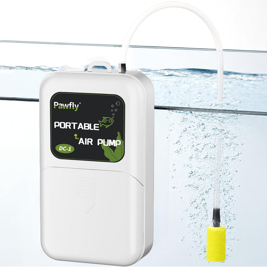 Pawfly Aquarium Air Pump, 40 GPH Portable Aerator Pump, Black & White