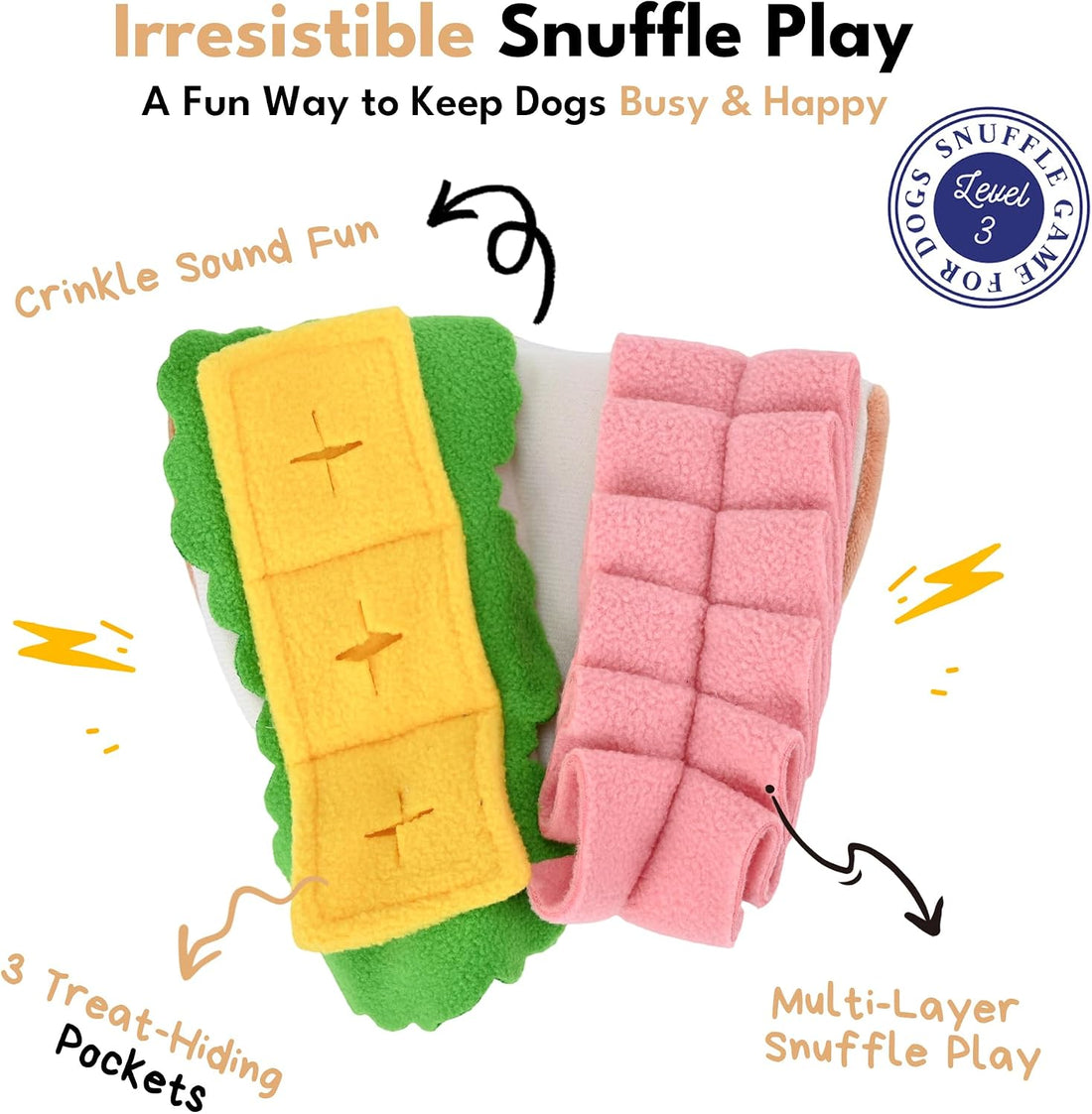 CHEWFFON Interactive Dog Toy, Multi-Layer Treat Hiding Nose Work Game