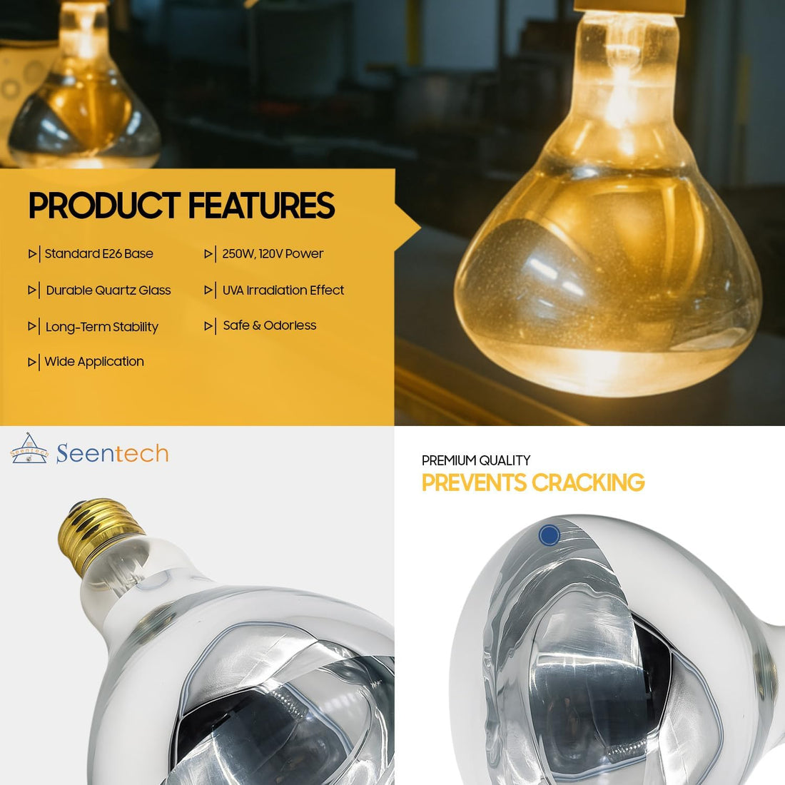 Seentech 250 Watt R40 Clear Heat Lamp Bulb