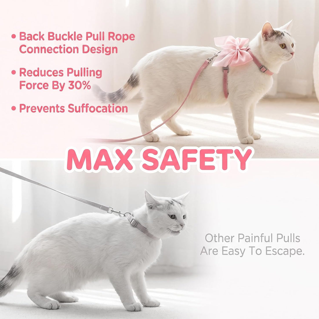 Cat Leash and Harness Set 13.39x49.21in Escape Proof Bunny Leash