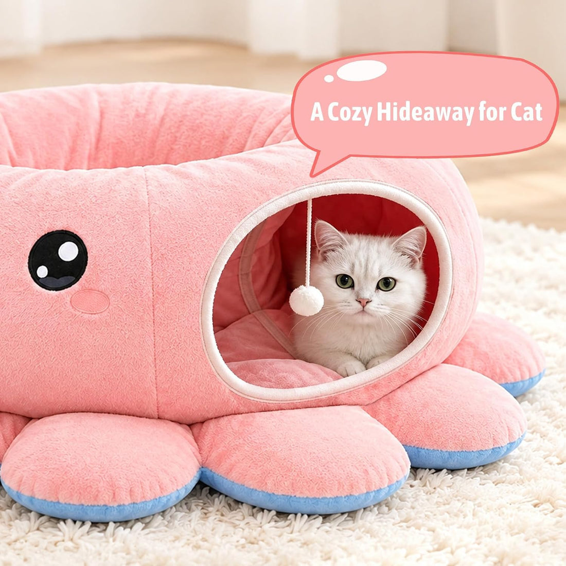 Cat Tunnel Bed, Cat Tunnels for Indoor Cats, Pink
