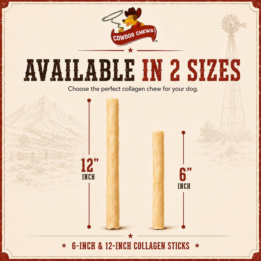 Cowdog Chews Collagen Rolls 6" - Odor-Free