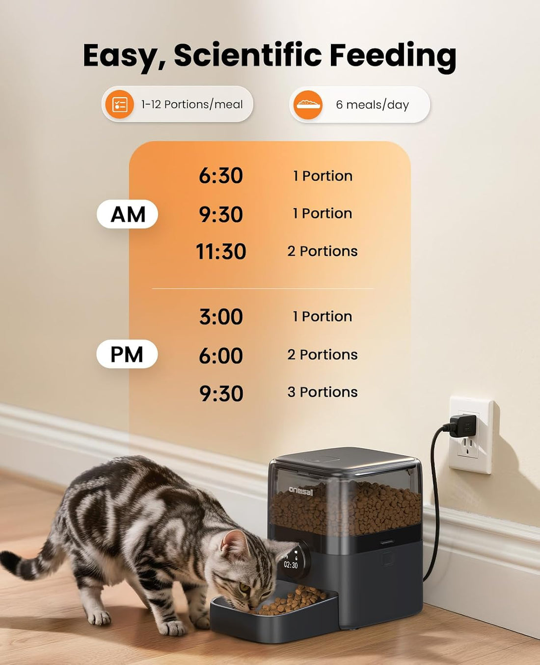oneisall Automatic Cat Feeder for Large Kibble and Snacks
