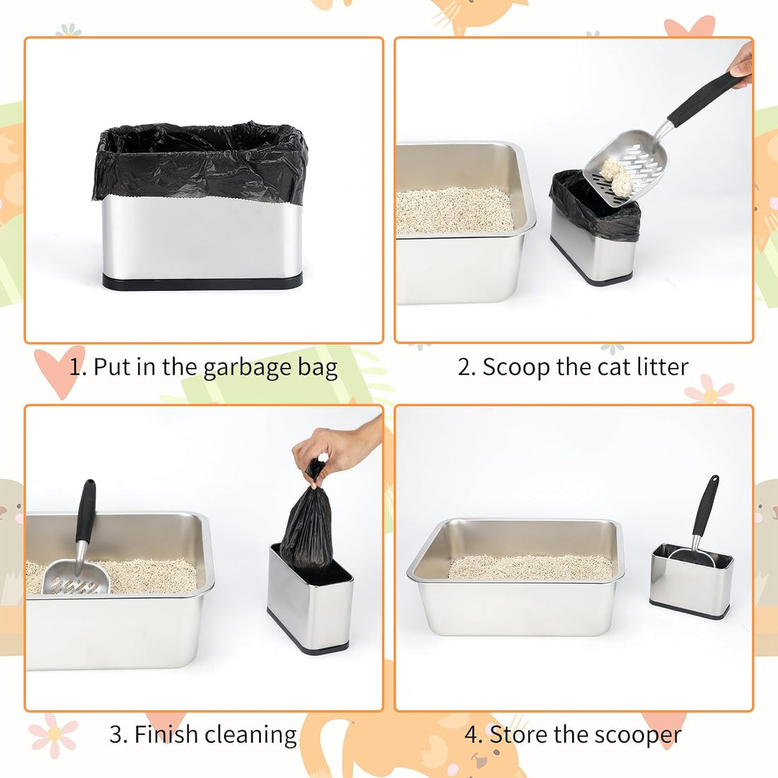 Midollarle Heavy-Duty Cat Litter Scoop with Holder