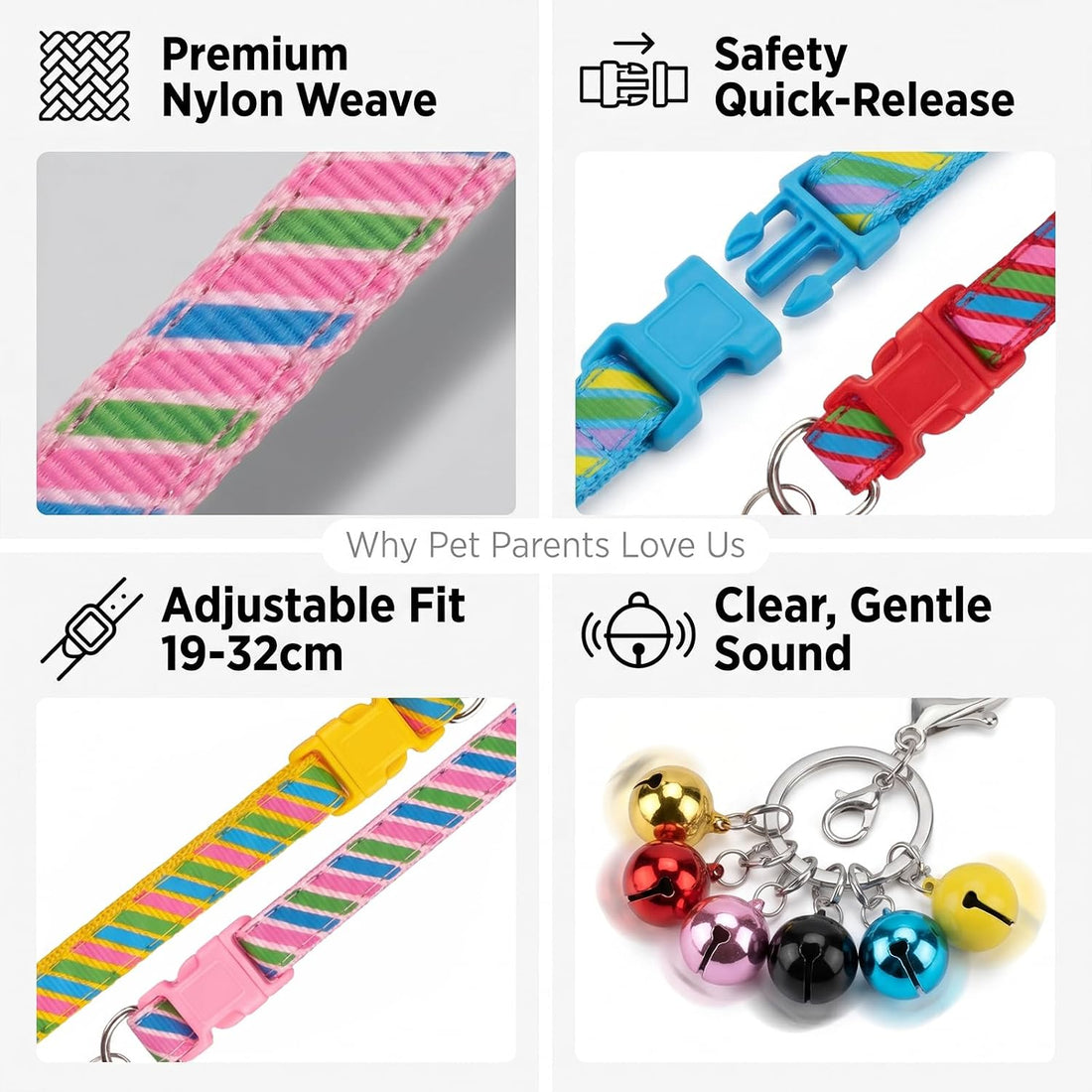 6 Pcs Cat Collar Bells & 11 Pcs Kitten Collar Kit for Cats and Small