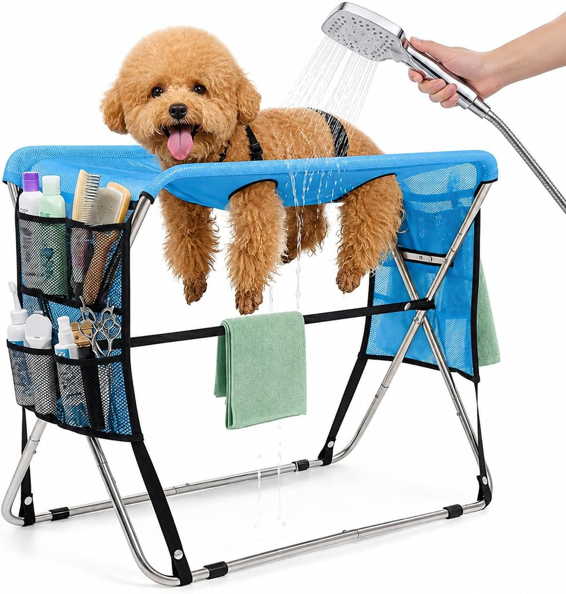 Dog Grooming Hammock Stand, Ground Support, Stainless Steel Frame