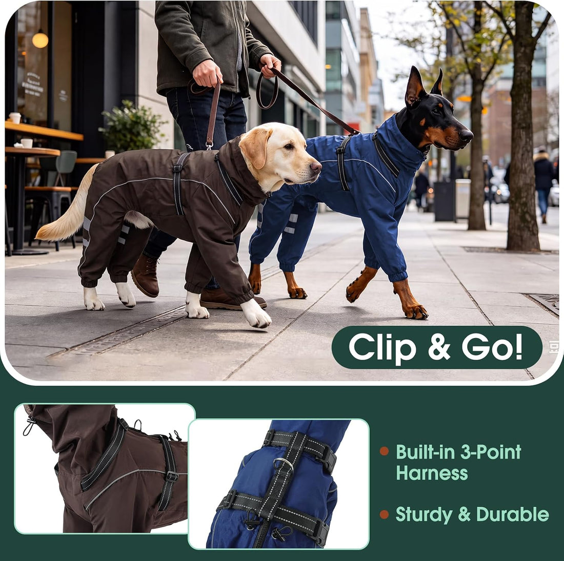 Kuoser Dog Raincoat Hooded Full Body Coverage