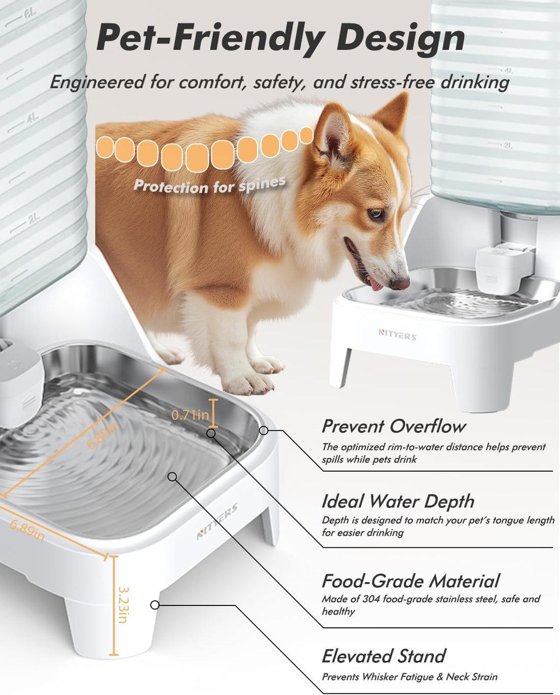 Automatic Dog Water Bowl Dispenser with Patented Faucet