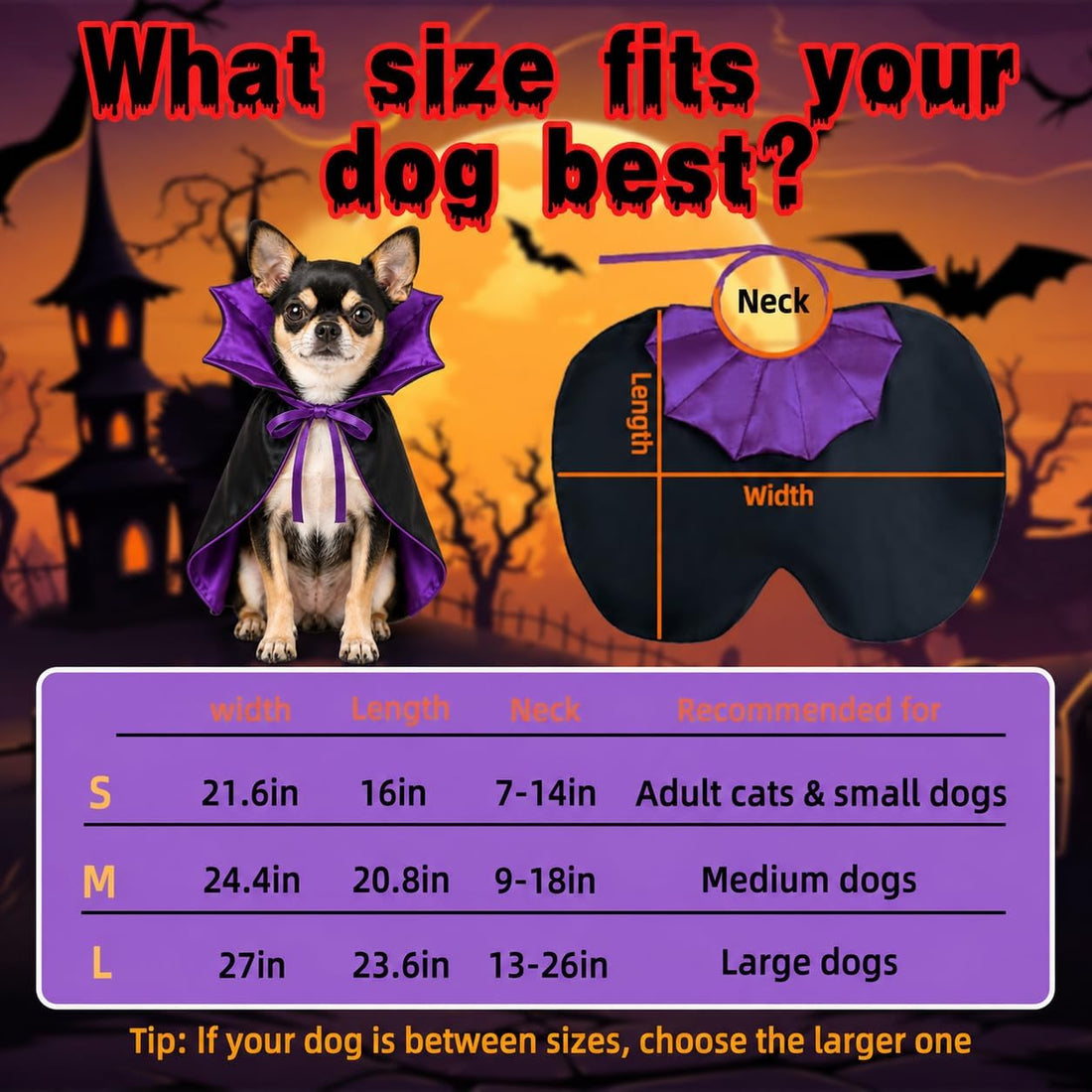 Small Dog Costume for Halloween, Vampire Cloak Dog Halloween Costume