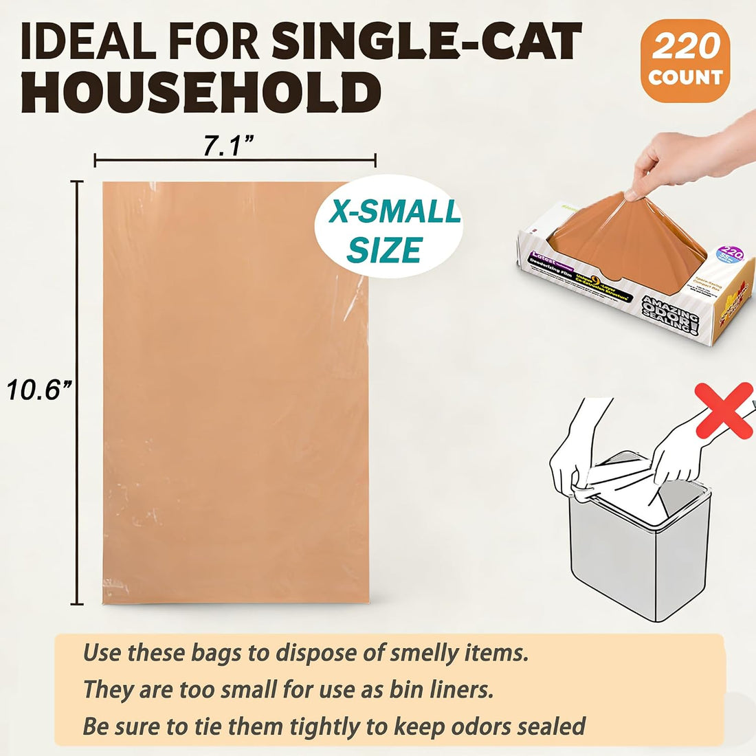 Covfresh Odor-Sealing Cat Poop Bags XS, 220 Count