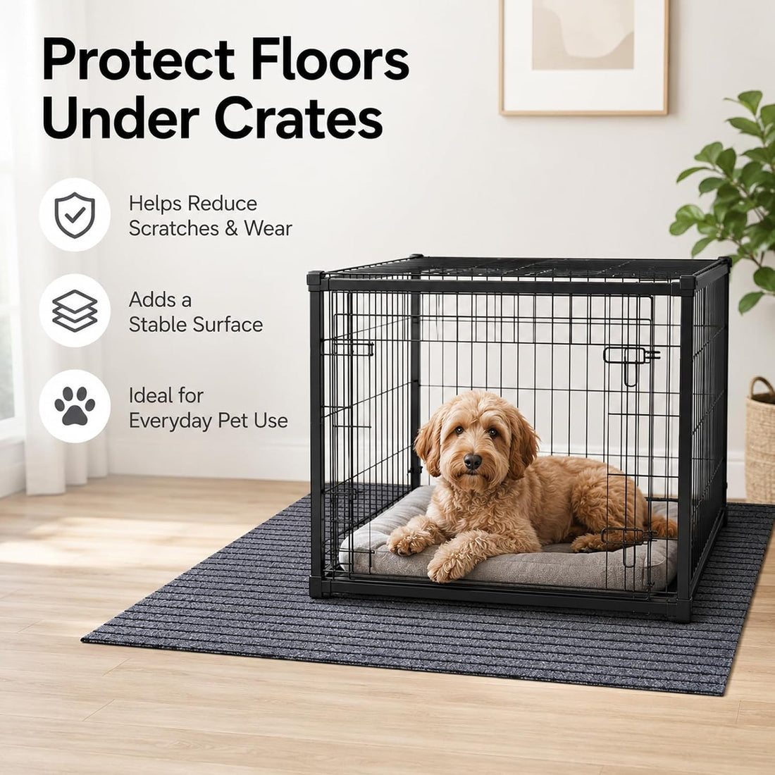 47"x32" Dog Crate Mat, Waterproof Non-Slip Washable Kennel Floor