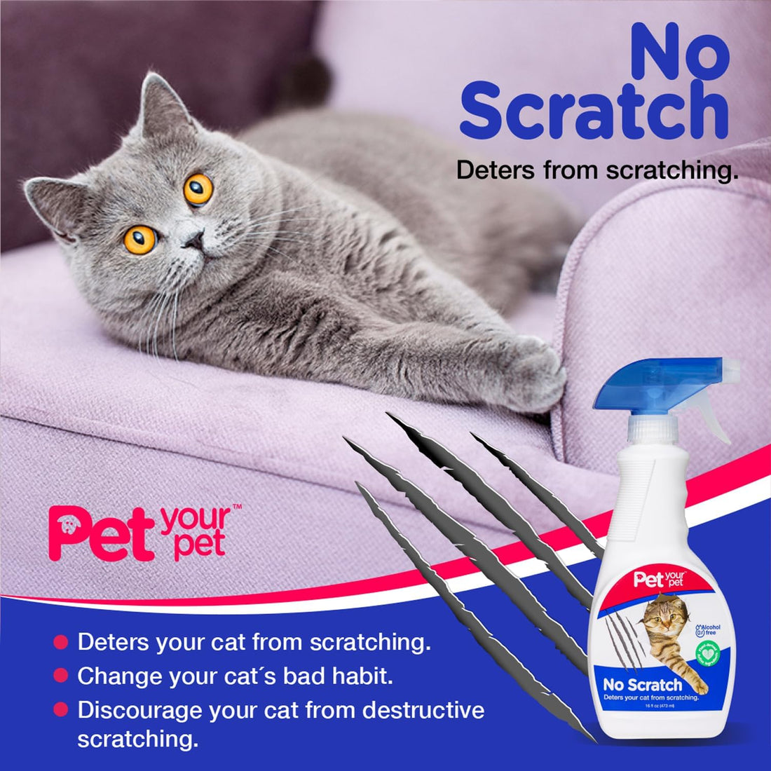 No Scratch Cat Deterrent Spray, 16 Fl Oz