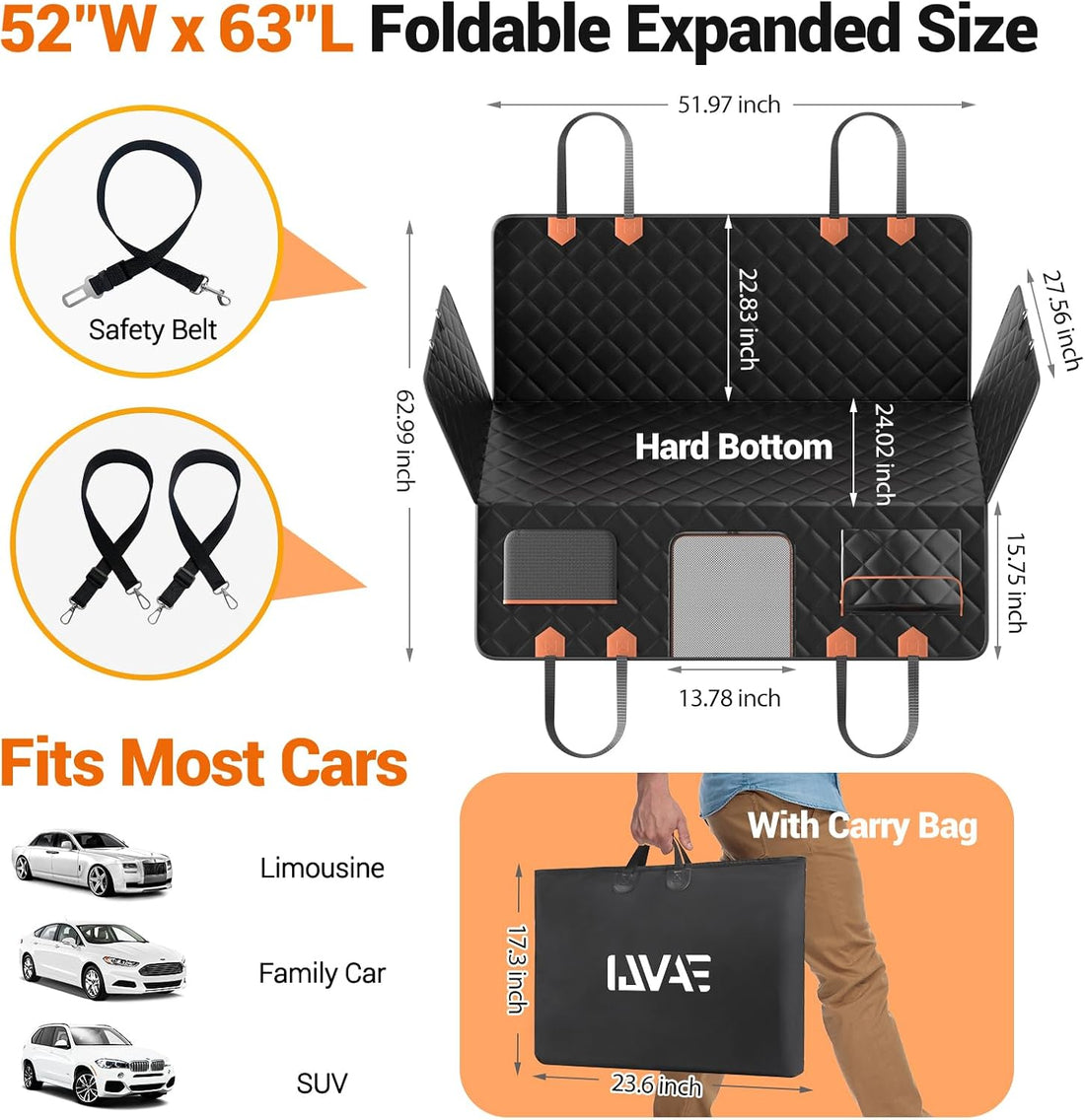 IJVAE Dog Seat Cover for Back Seat