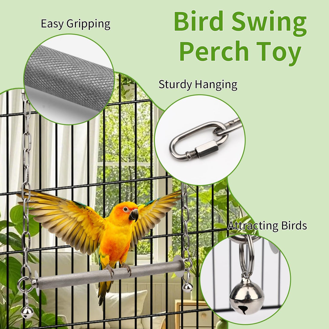 Litewoo Stainless Steel Large Bird Swing Perch Stand Toy for Parrot