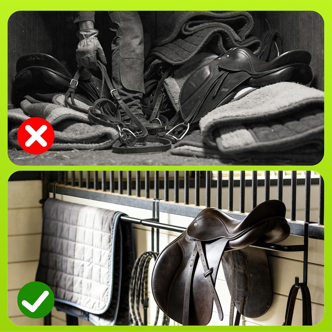 2Pcs Heavy Duty Horse Blanket Rack with Bridle Hooks