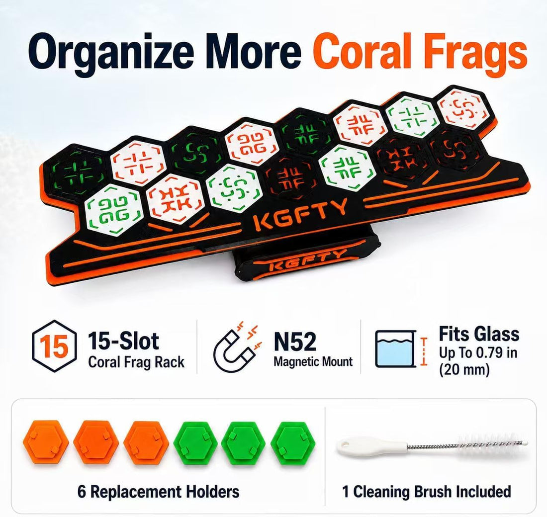 Magnetic Coral Frag Rack, 15-Hole Frag Plug Holder for Reef Tan