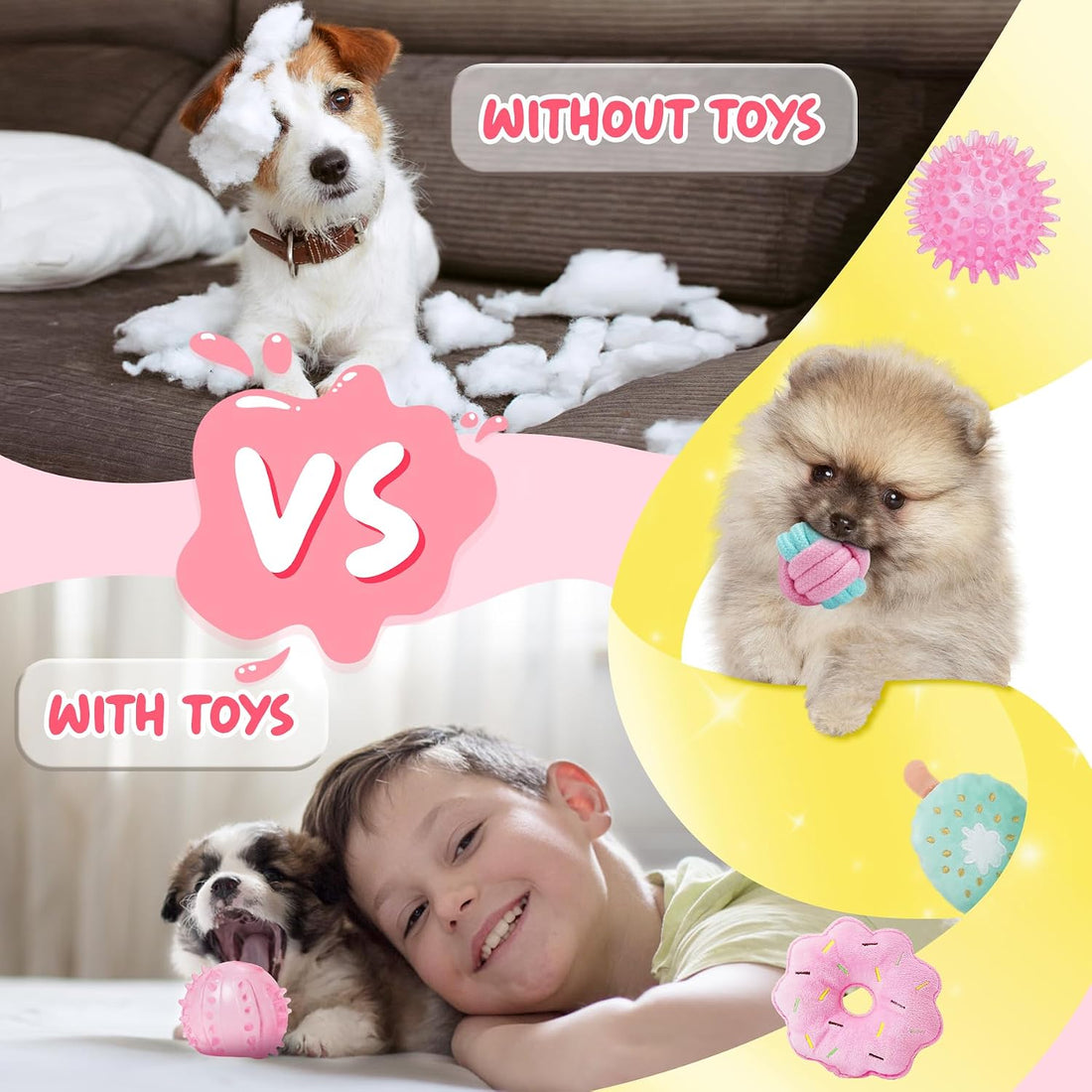 XIUGOAL Pink Puppy Toys for Boredom
