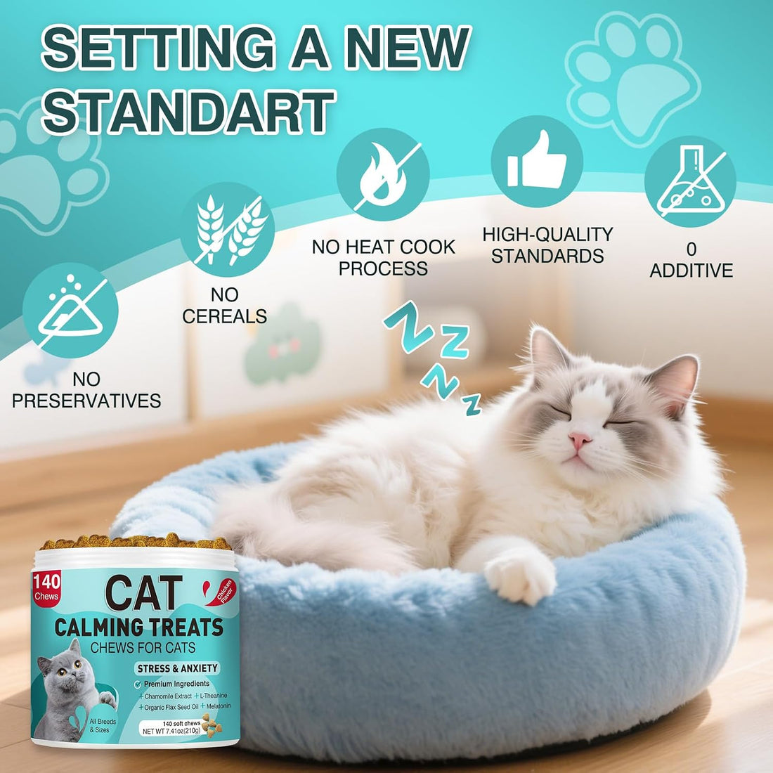 Cat Calming Treats 140 Soft Chews for Indoor Cats All Breeds & Ages