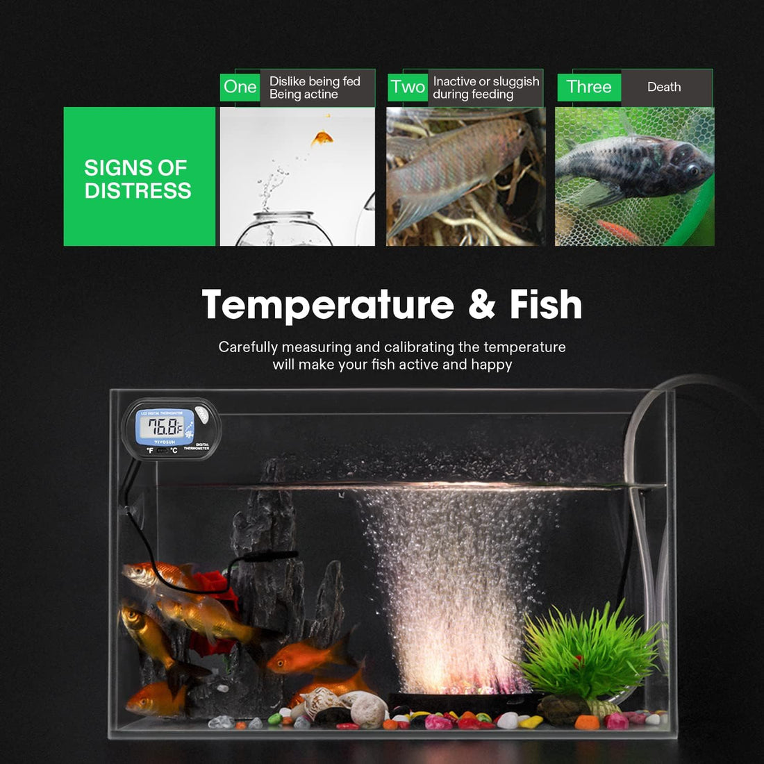 VIVOSUN 1-Pack LCD Digital Aquarium Thermometer