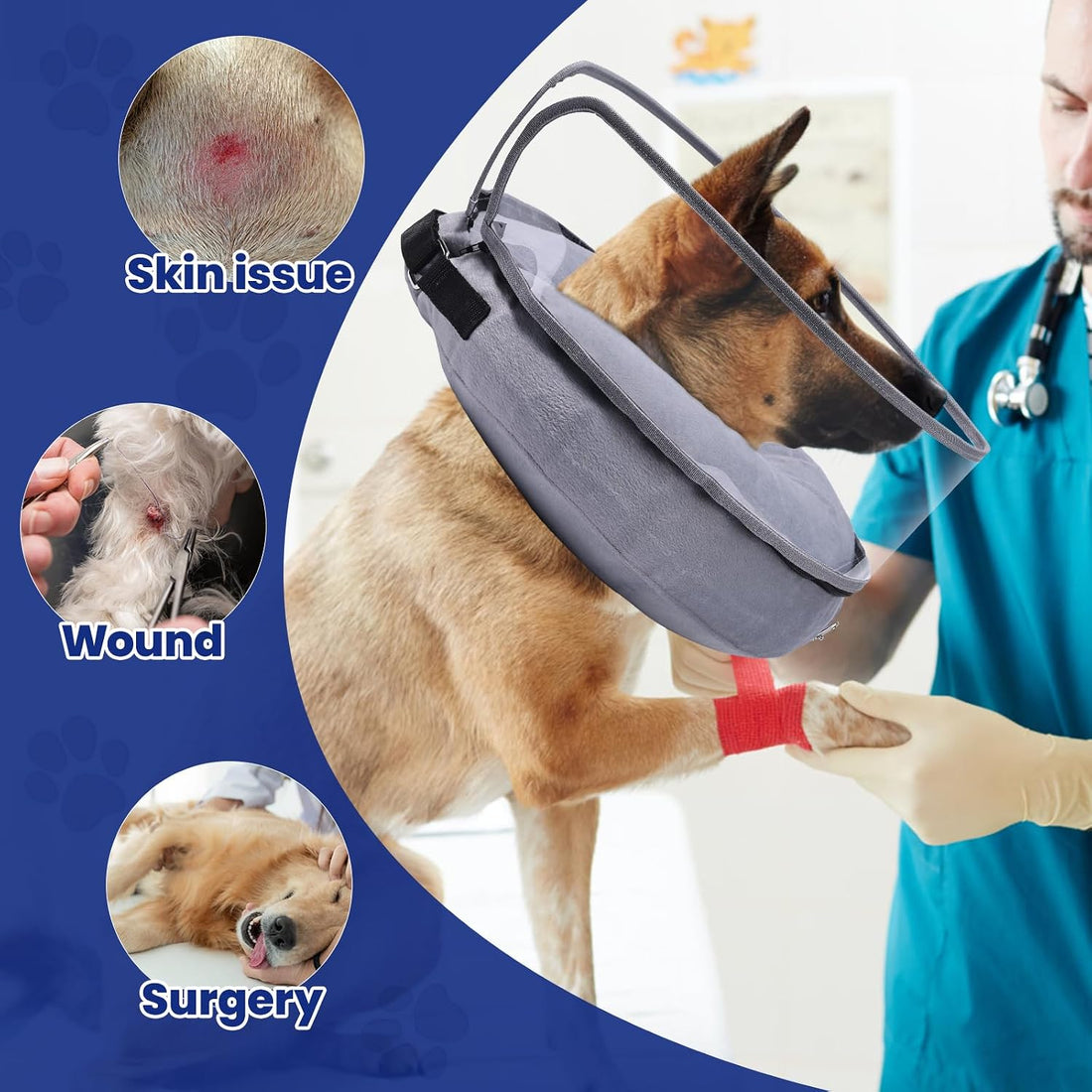 BARKLESS Inflatable Dog Cone for Large Dog to Stop Licking with Soft
