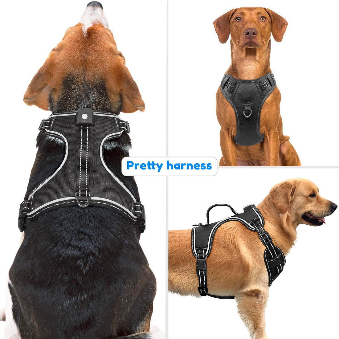 Light Up Dog Harness, LED Rechargeable Safety Dog Harness for Night