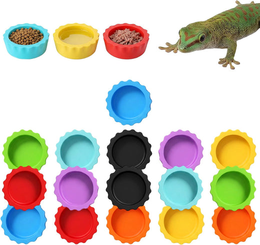 Silicone Gecko Feeding Cups, Reusable Small Reptile Food Dish Gecko