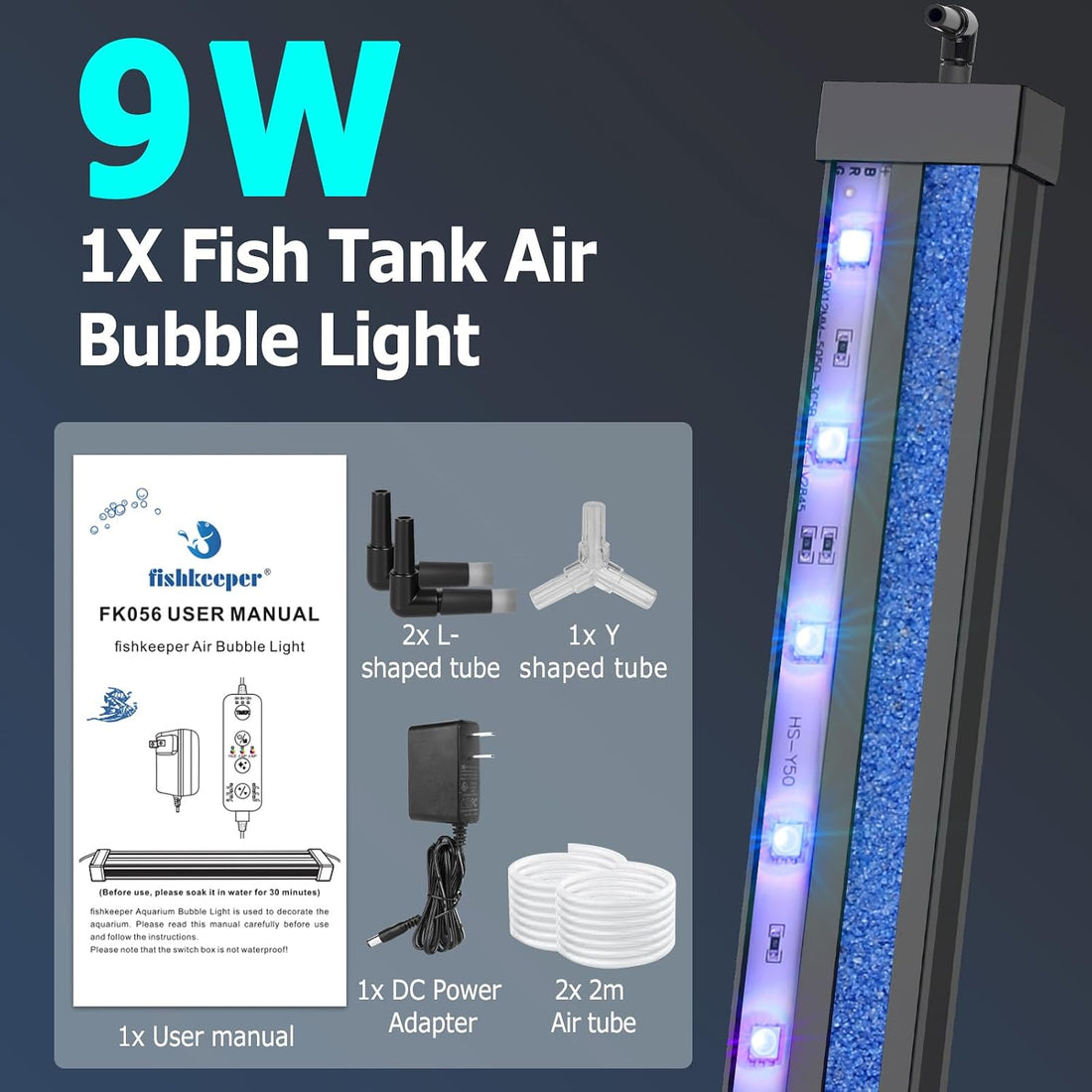 fishkeeper Submersible Fish Tank Light with Air Bubble Hole