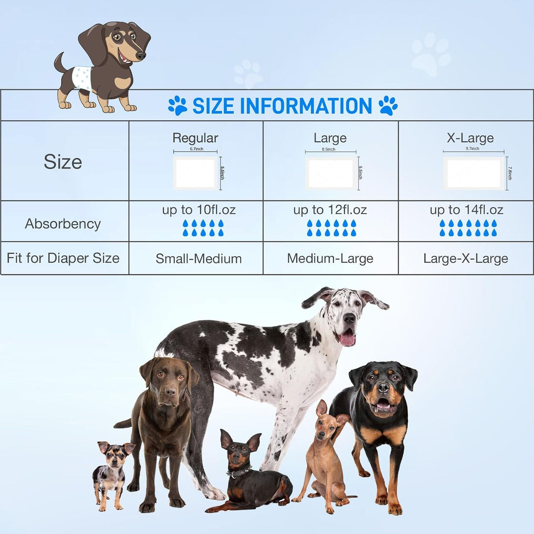 Dog Diaper Liners 150ct Super Absorption Dog Diaper Booster Pads