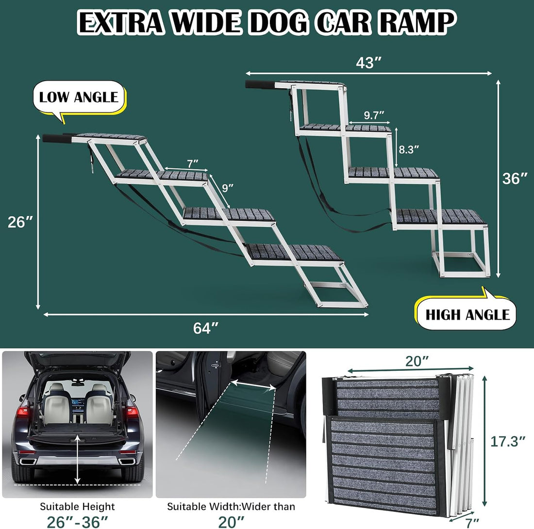 Joyrally Dog Steps for Car, Foldable 4-Step Stairs for SUVs and Trucks