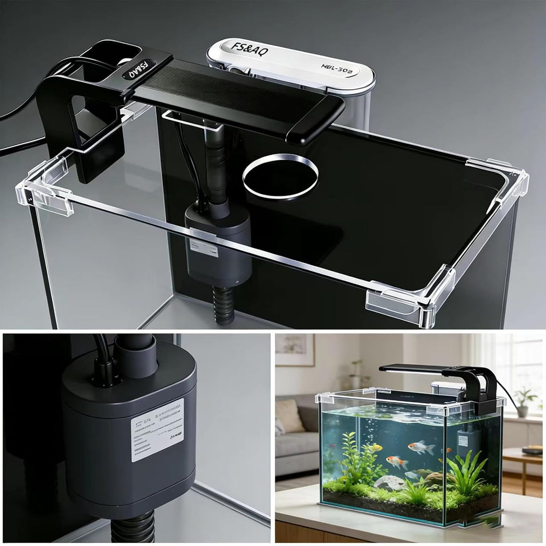 2.5 Gallon Betta Fish Tank with Filter Light and Lid