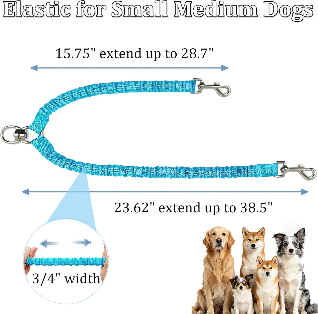 Double Dog Leash Coupler, Different Length Splitter for 2 Dogs