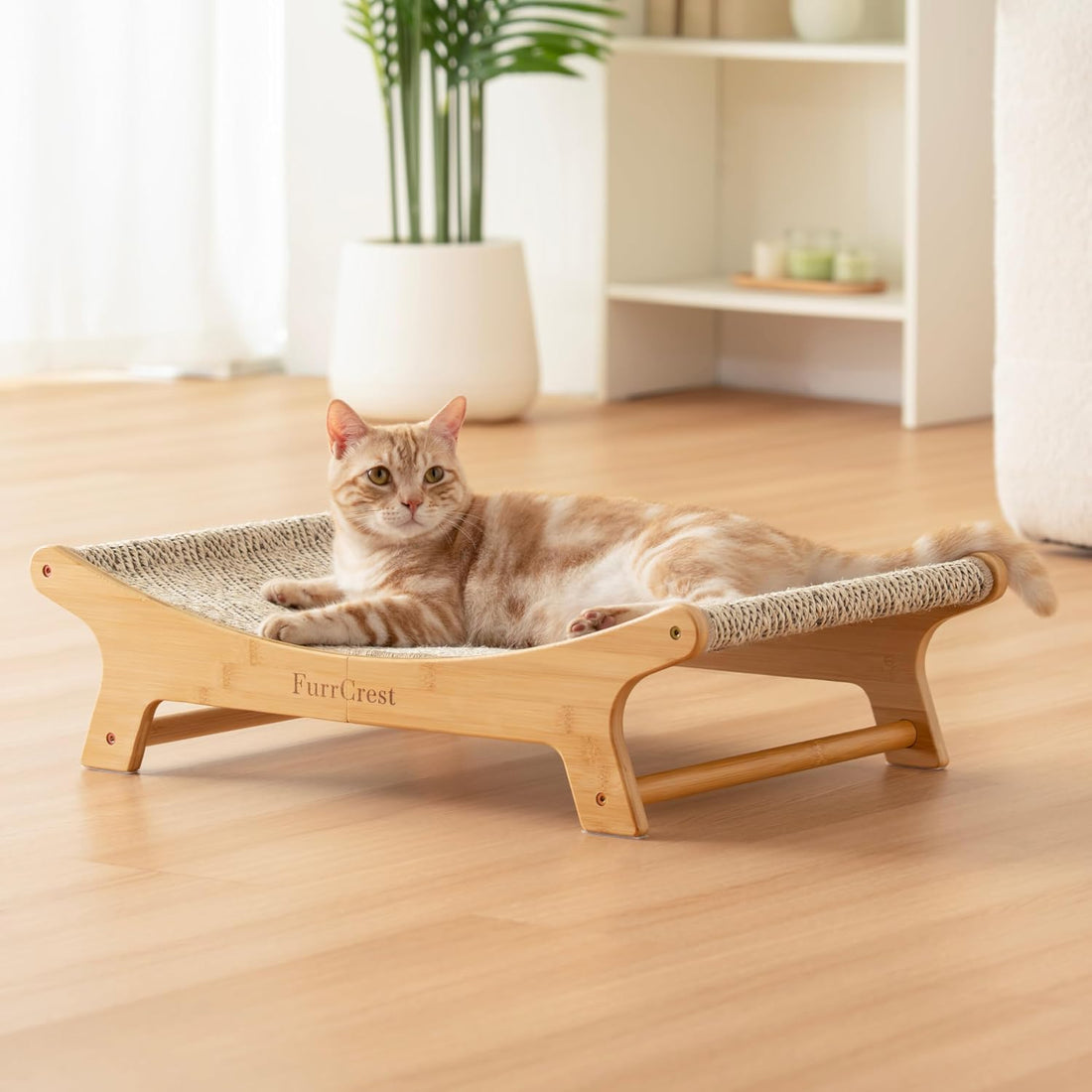 XL Sisal Cat Scratcher Bed with Elevated Hammock for Indoor Cats