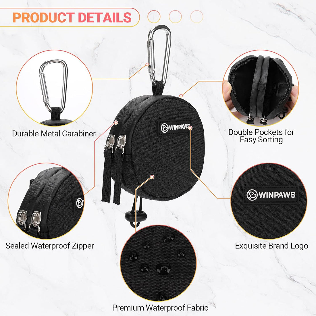 Dog Poop Bag Holder for Leashes- Dog Treat Pouch with Waterproof
