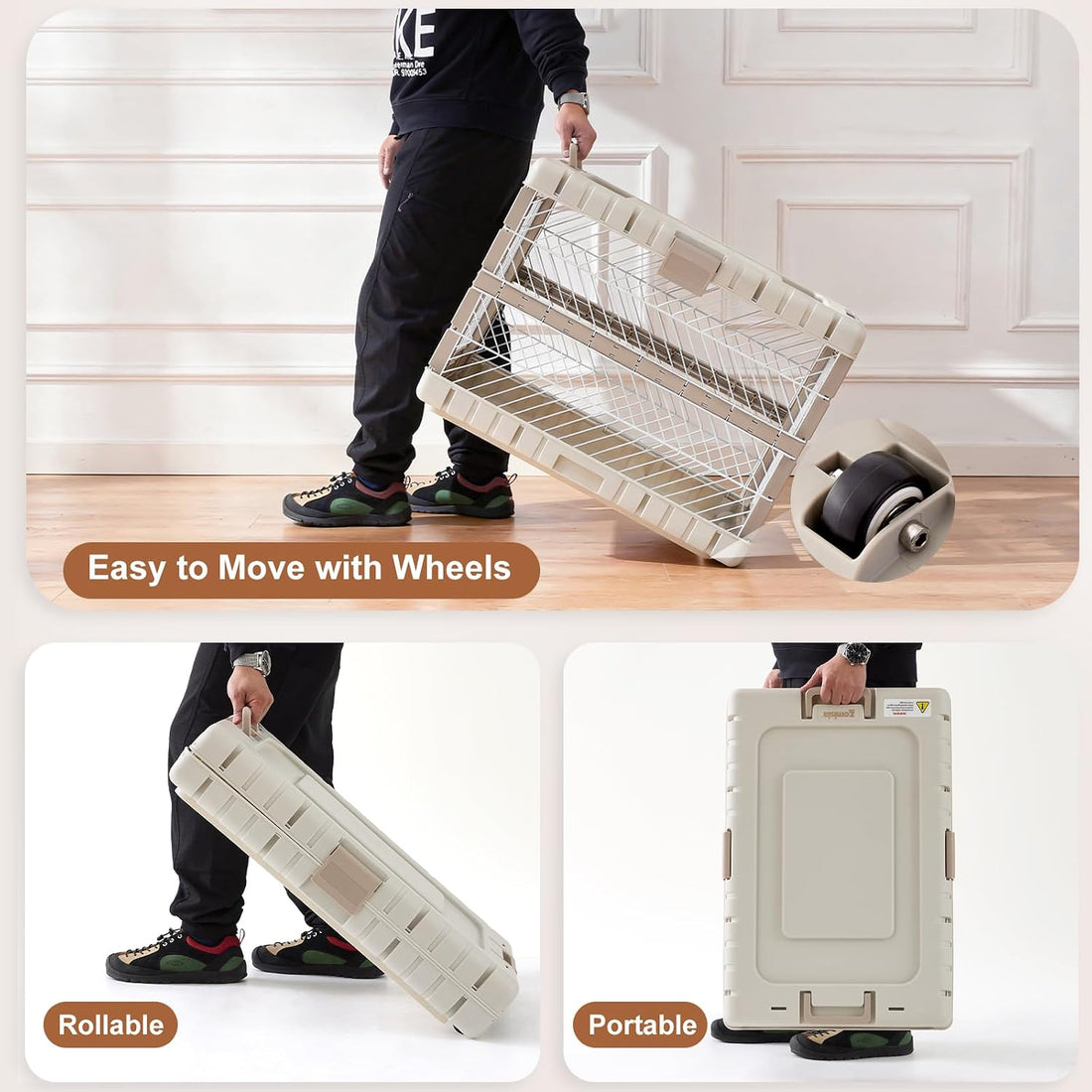 ZOMISIA Collapsible Dog Crate with Bed Mat