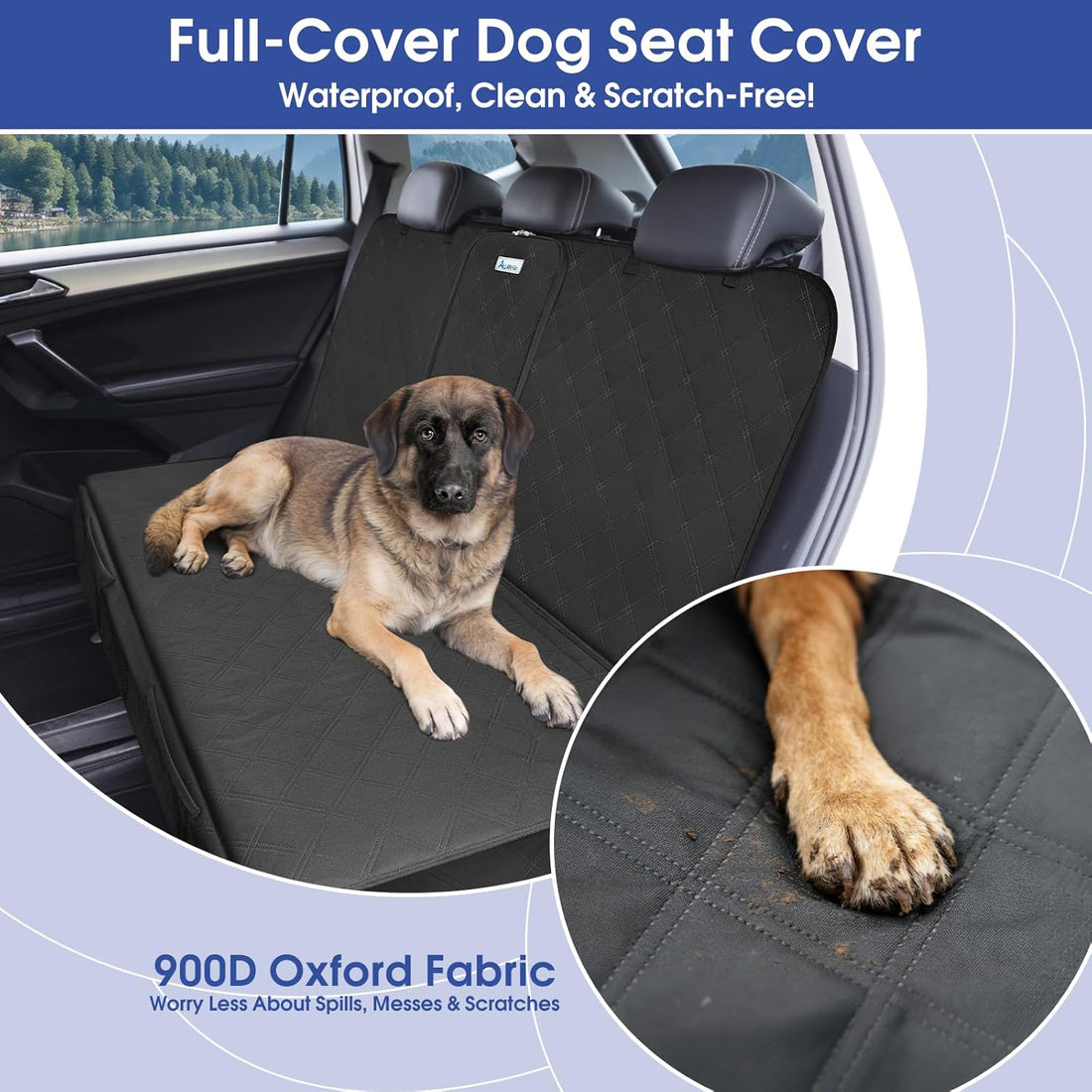 ALLANSING Upgraded 900D Heavy Duty Dog Back Bench Seat Cover