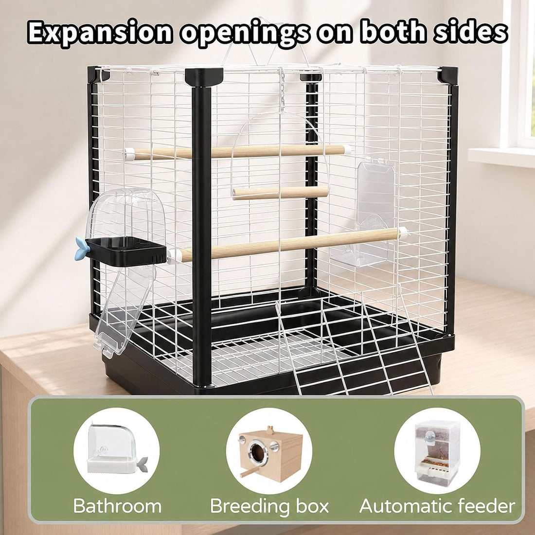 17.5inch Small Travel Bird Cage with Horizontal Wire for Parakeets