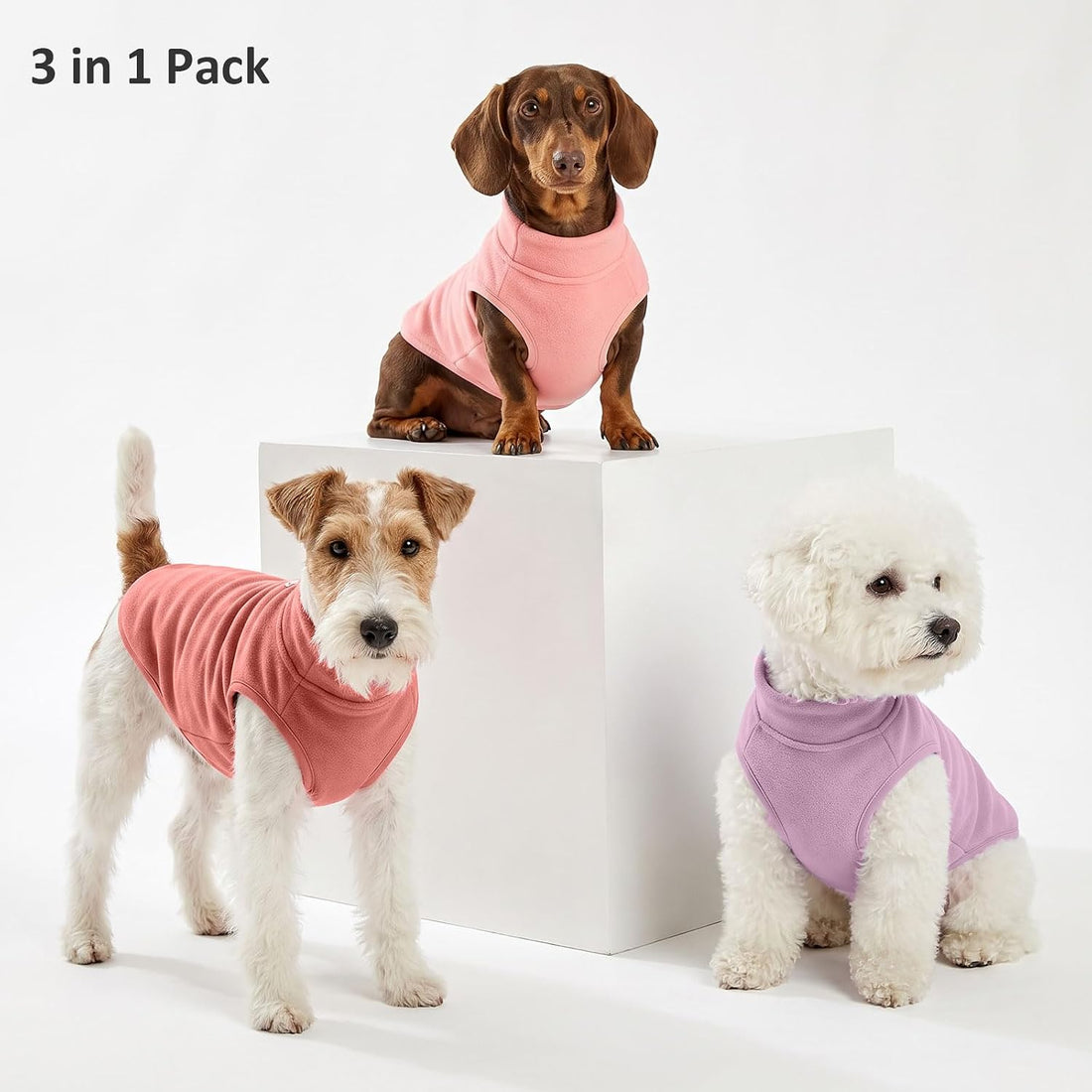 GYALAPERI 3 Pack Fleece Dog Sweaters for Small Dogs
