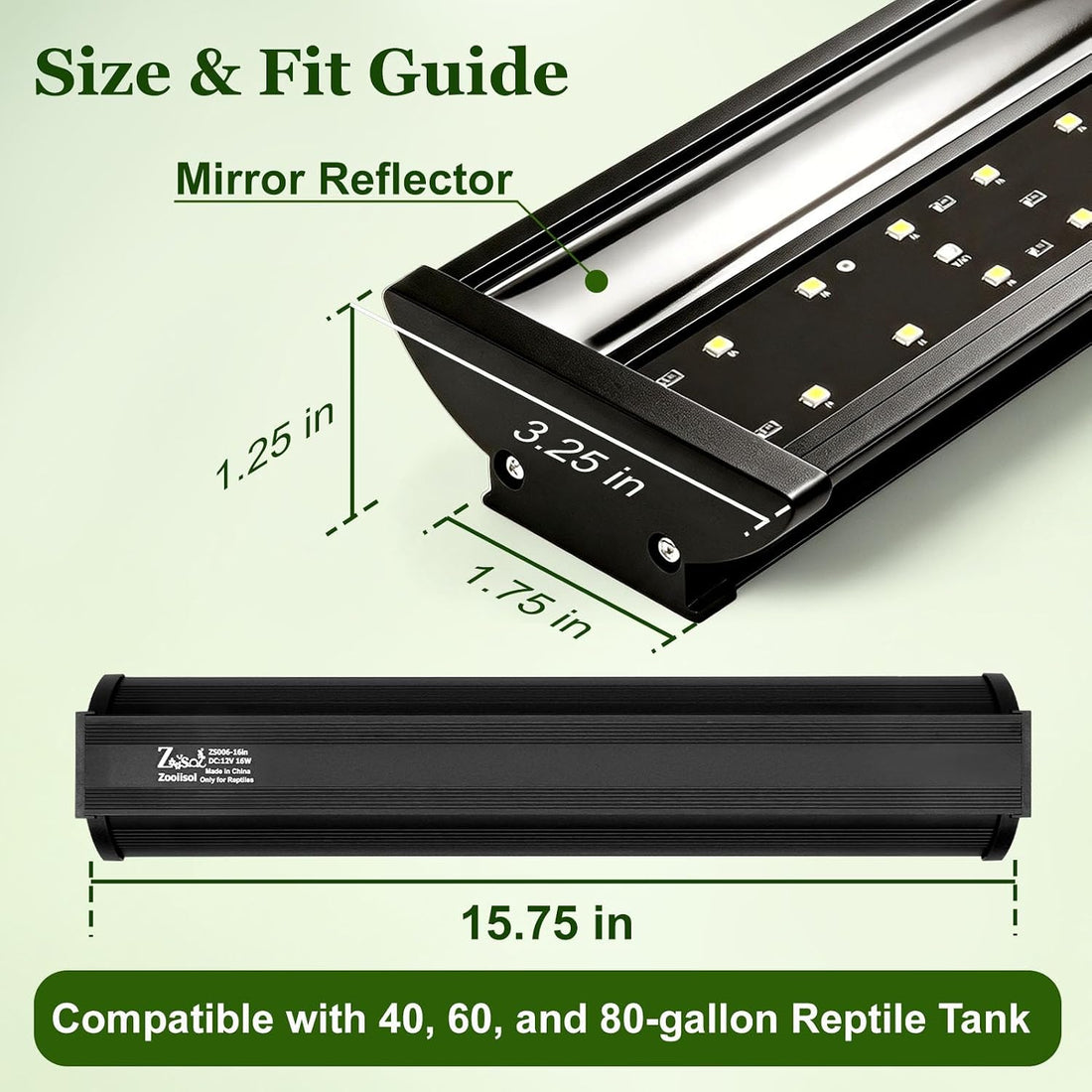 3-in-1 UVB Light for Reptiles One-Touch Sunrise & Sunset Mode 16"