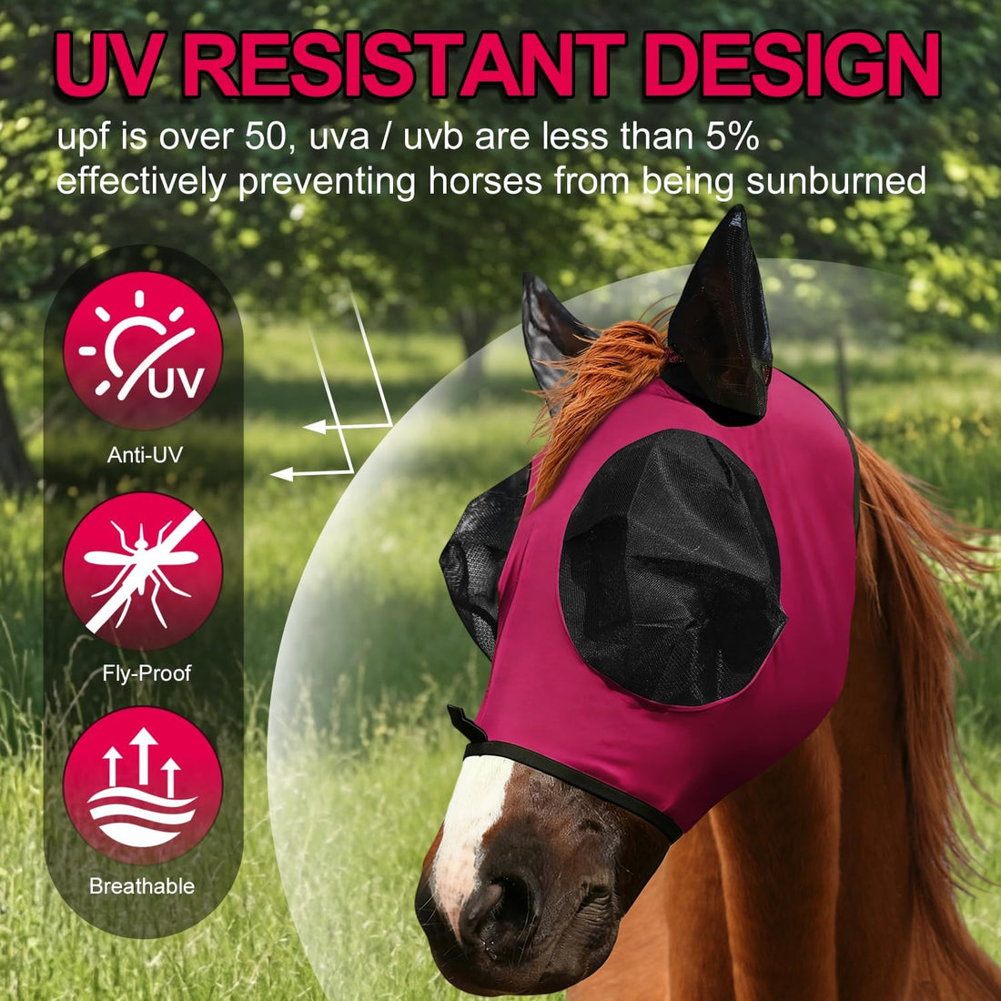 Horse Fly Mask with Forelock Opening Stretch