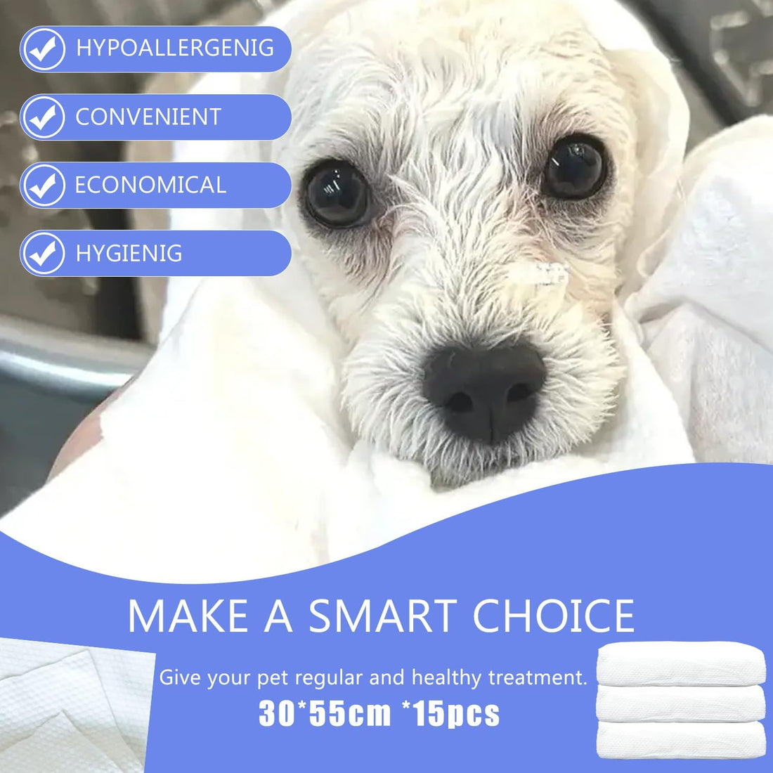 15-Pack Disposable Pet Bath Towels