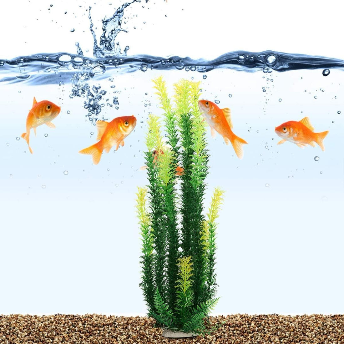 17" Plastic Water Plant for Aquarium Fish Tank Ornament, Rhodo