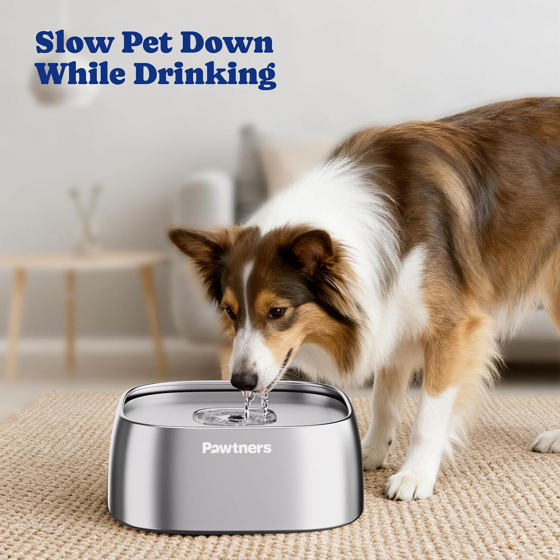 Pawtners All Stainless Steel Dog Water Bowl No Spill,135oz
