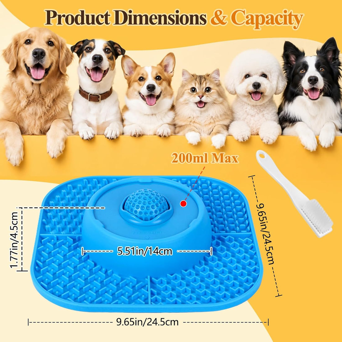 Slow Feeder Dog Bowls 3-in-1 & Lick Mat & Anti-Choking Rolling Ball